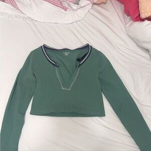 Urban Outfitters Sage Green Long Sleeve Crop Top
